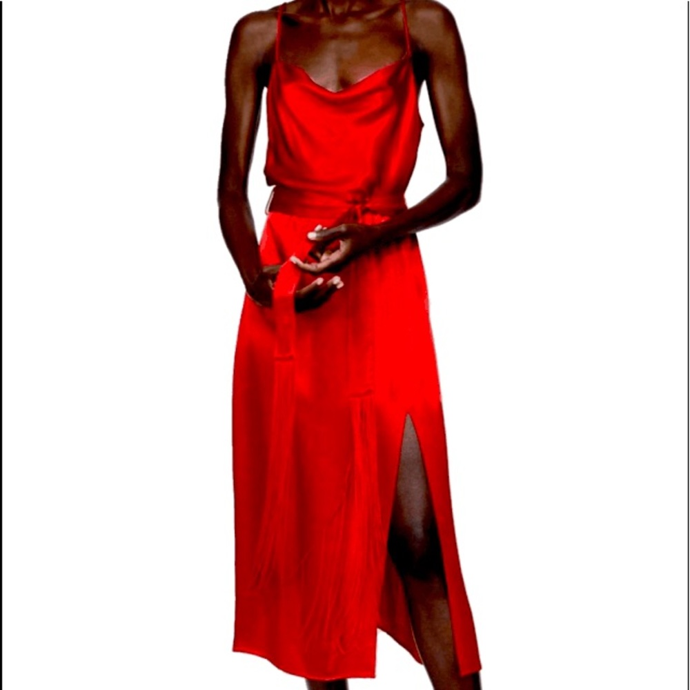 ZARA Satin midi dress